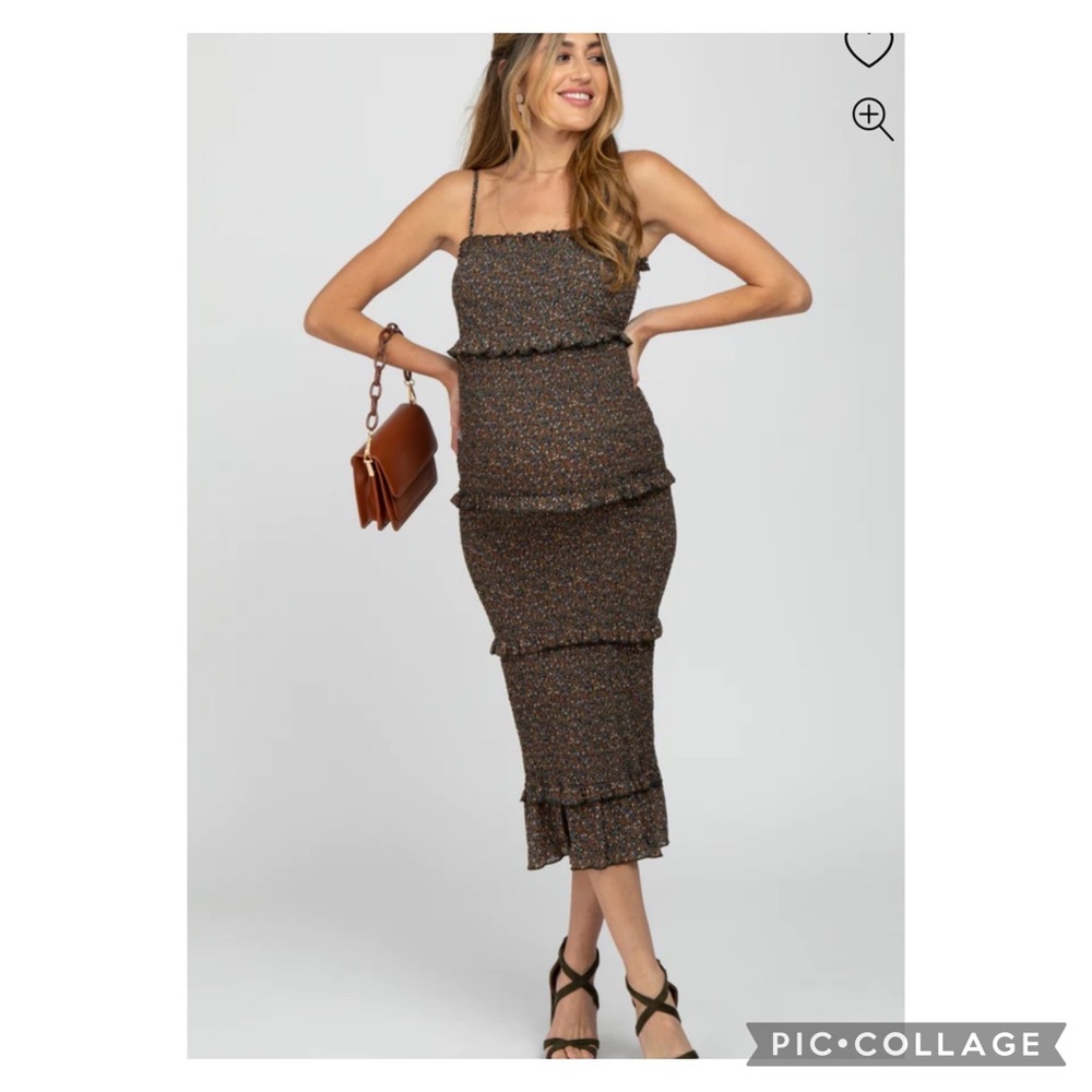 Pinkblush Brown Floral Midi Dress